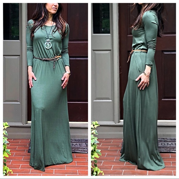 ✨LAST ONE ✨Olive green side pockets maxi dress - Picture 8 of 8